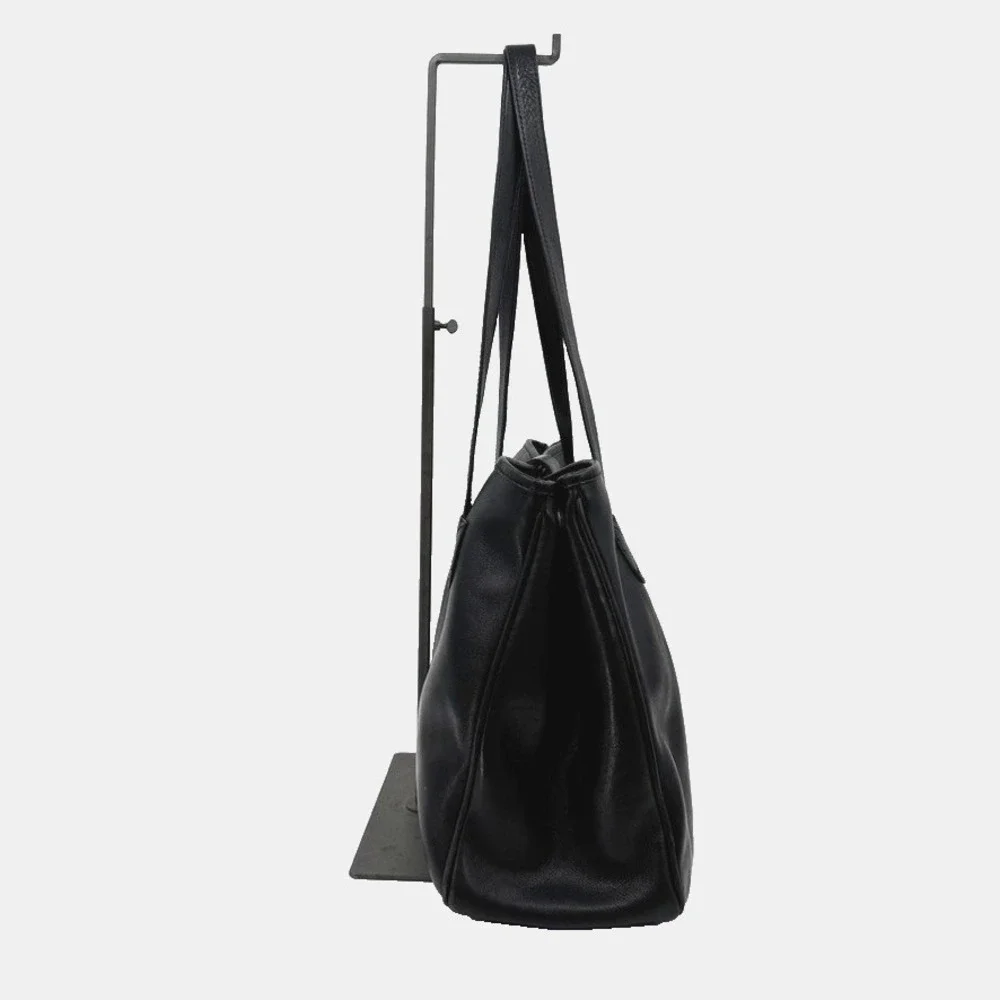 Levenger Black Leather Tote Bag Business Shoulder Purse Laptop Work Travel